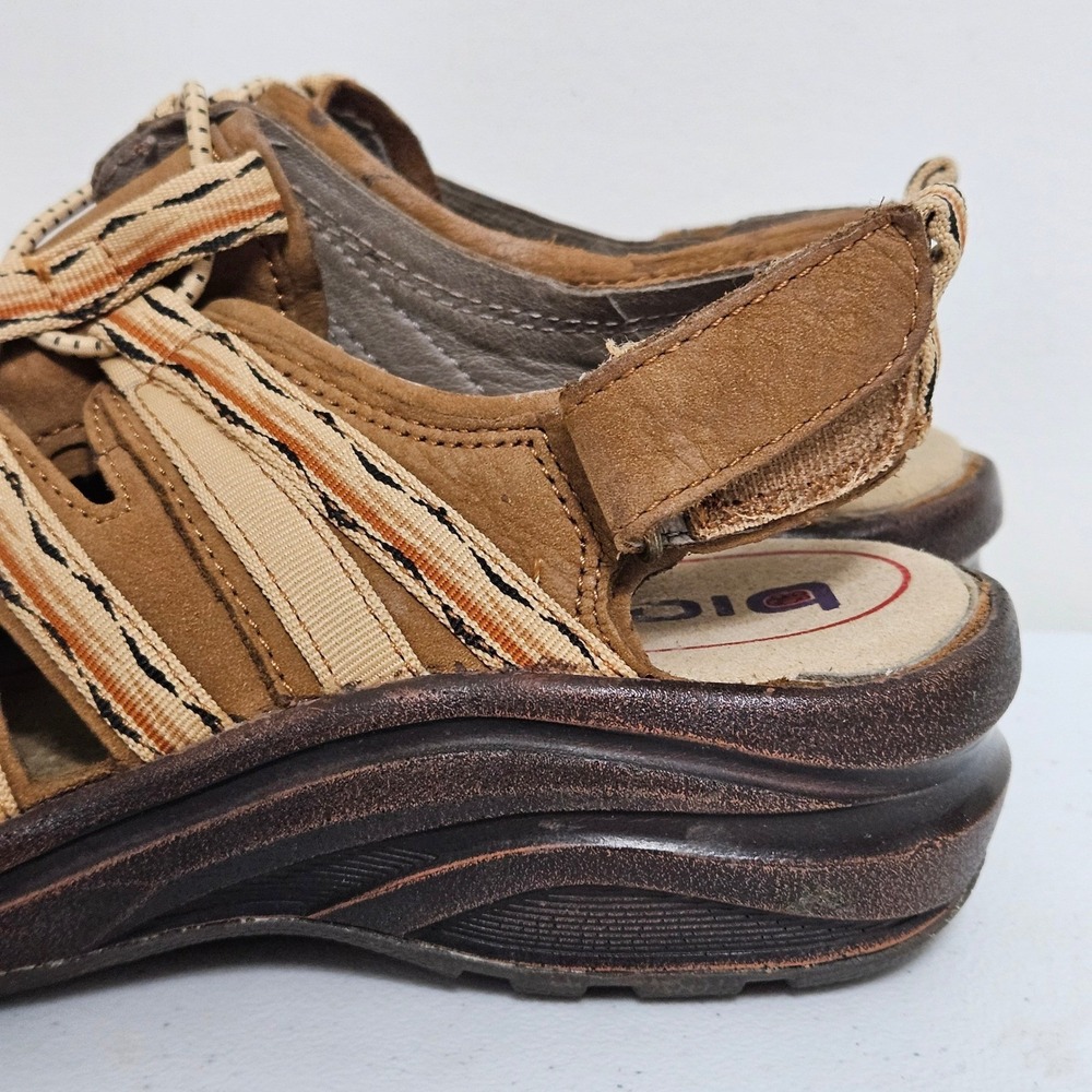 Bionica Malabar Leather Sandals Women 7 Brown Hiking Walking Gorpcore Utility - Picture 5 of 9
